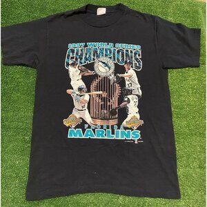 Vintage Florida Marlins shirt mens large black world series short sleeve MLB 18